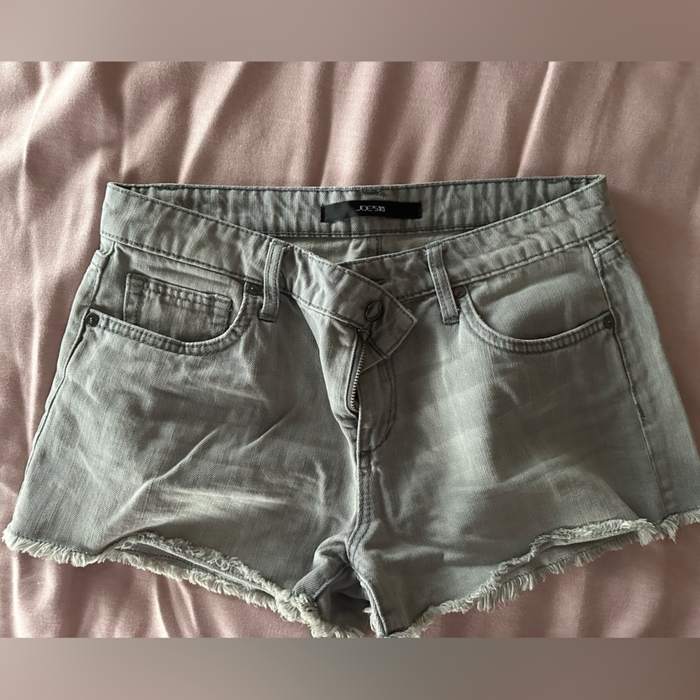 Gray denim cutoffs